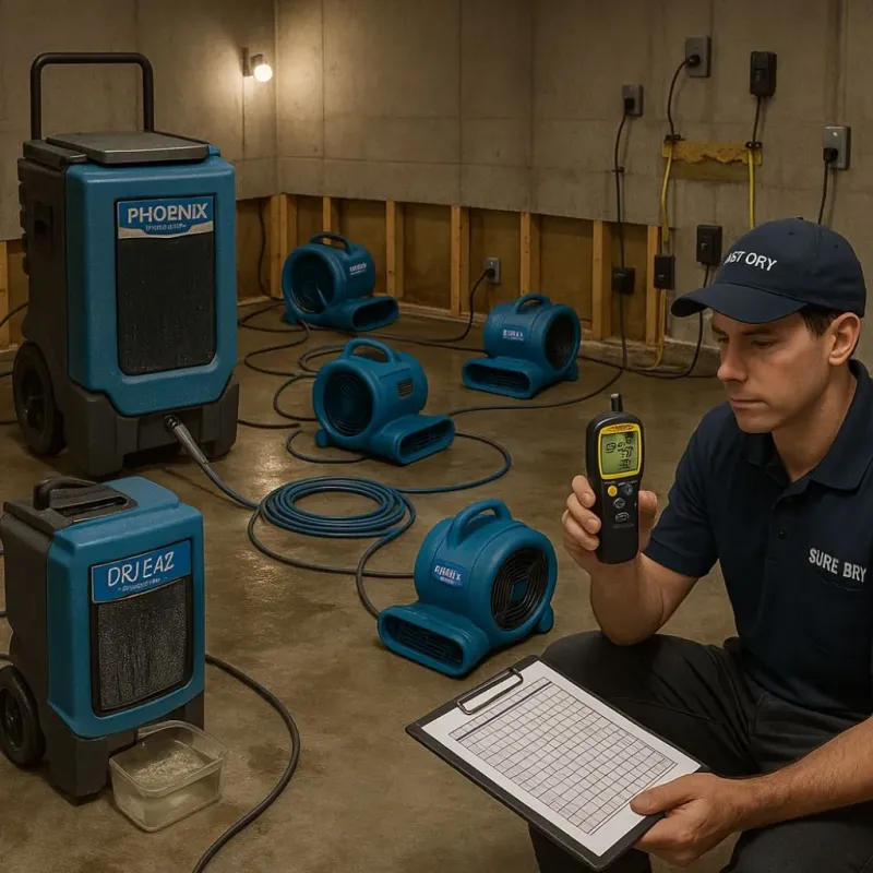 Structural Drying and Dehumidification process in Hinton, OK